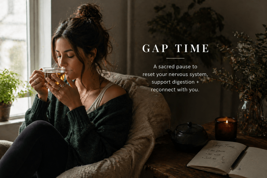 Gap Time - A woman taking on intentional pause in her day.