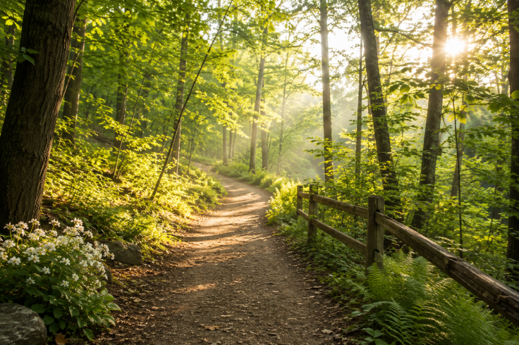 A forest trail.